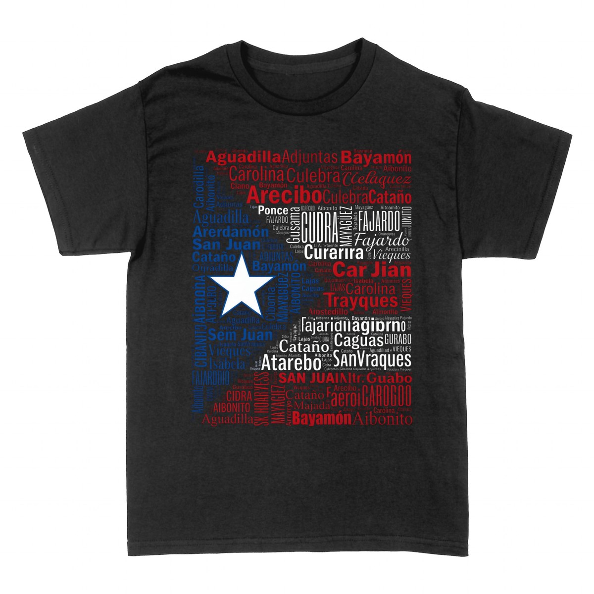 Camisetas: Puerto Rico Ciudades Bandera