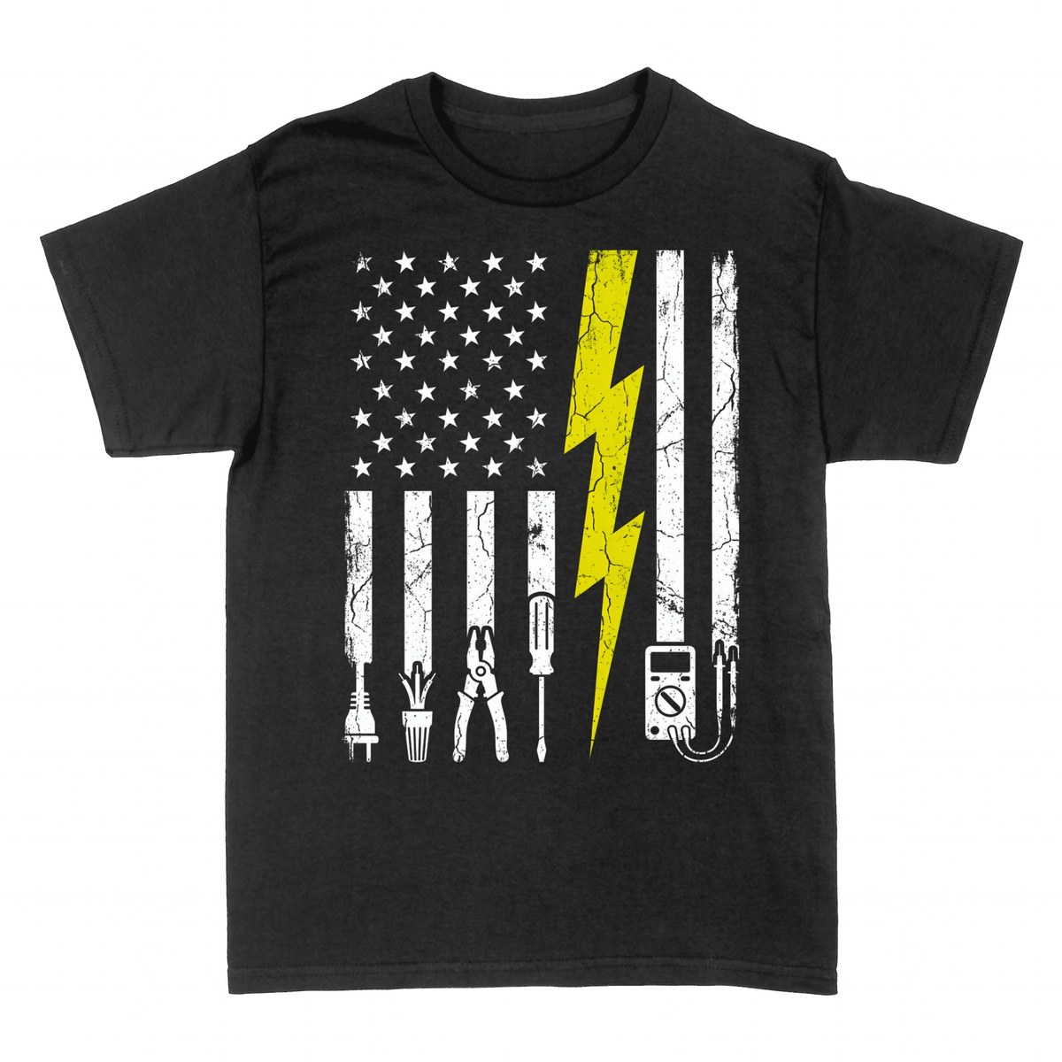 Camisetas: Electricista Bandera Americana Rayo