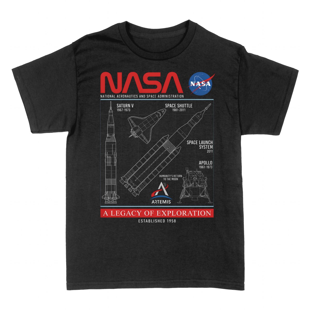 Camisetas: NASA &mdash; Un Legado de Exploraci&oacute;n Espacial