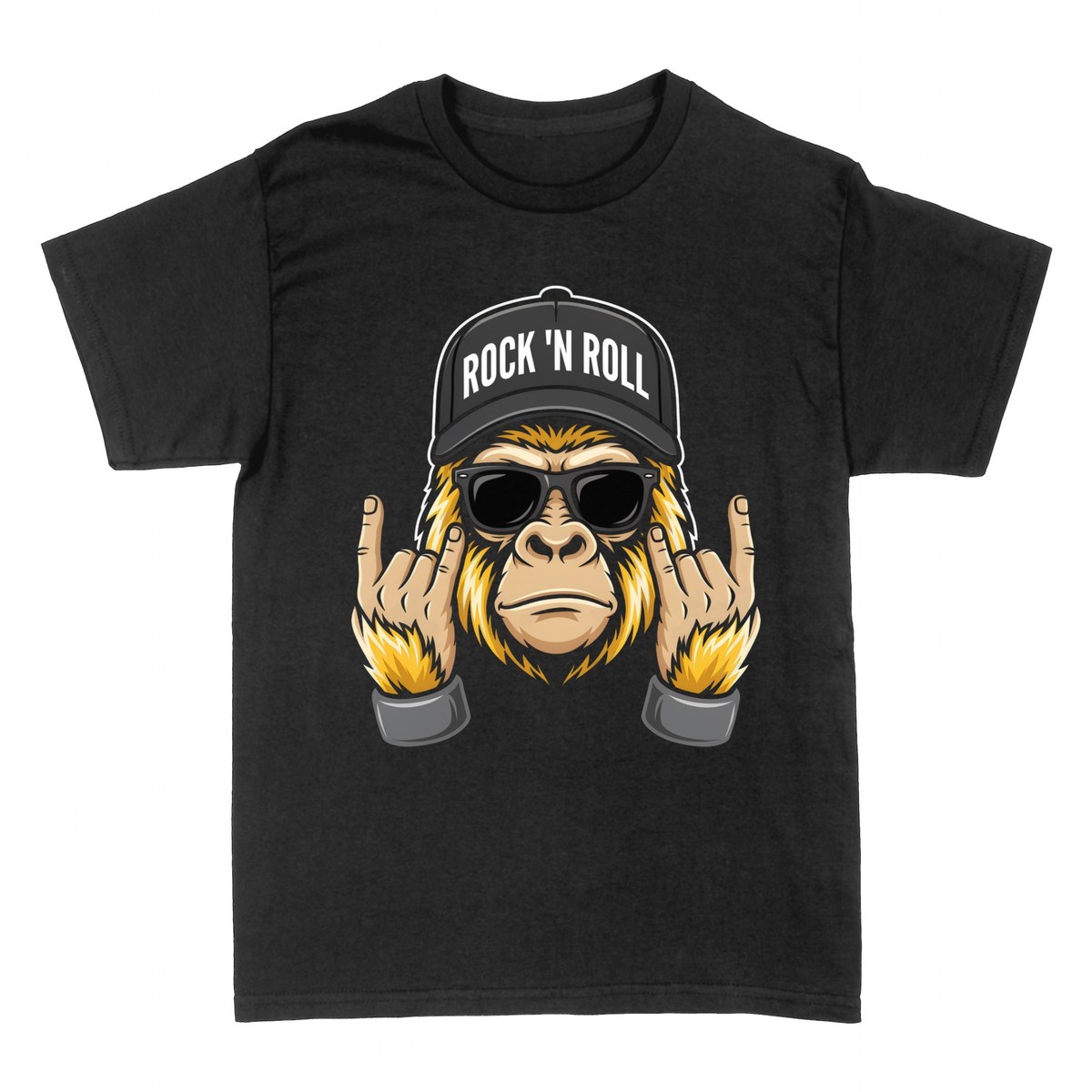 Camisetas: Gorila Rock 'N Roll Actitud Rebelde