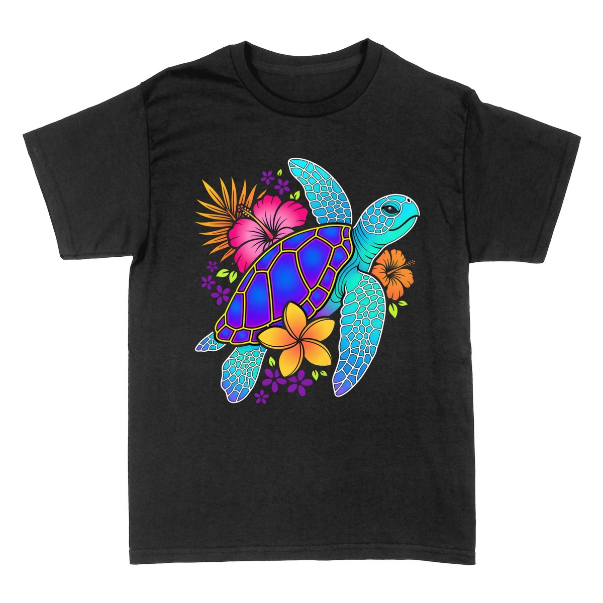 Camisetas: Tortuga Marina Tropical con Flores