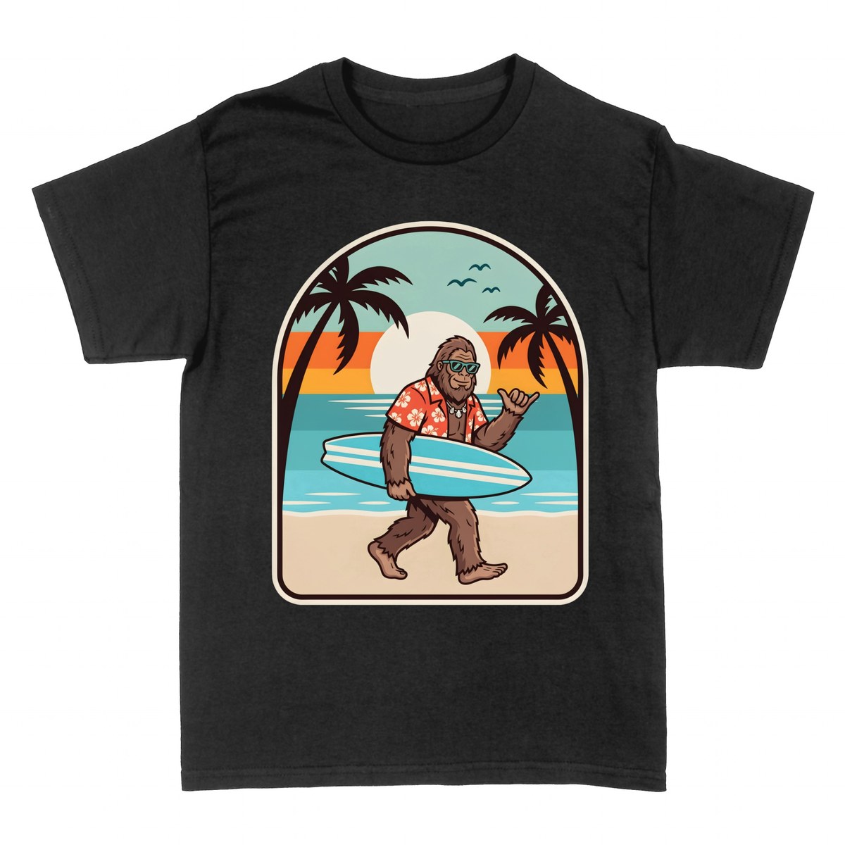 Camisetas: Bigfoot Surfer en la Playa
