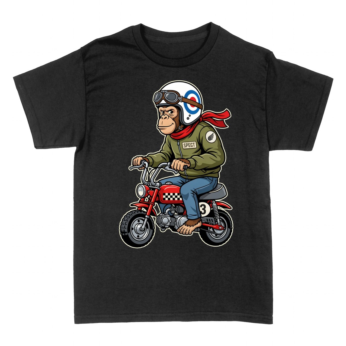 Camisetas: Mono Motero con Casco y Chaqueta