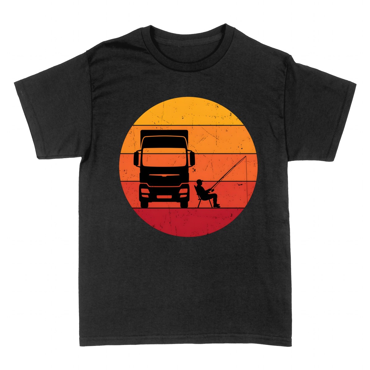 Camisetas: Camionero Pescador Sunset Retro