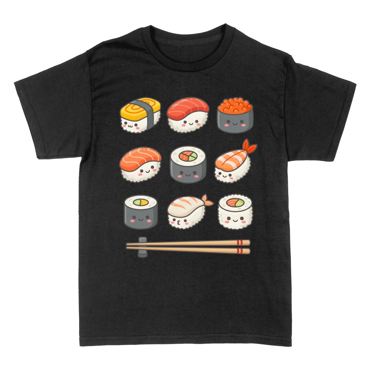 Camisetas: Sushi Kawaii con Caras Tiernas