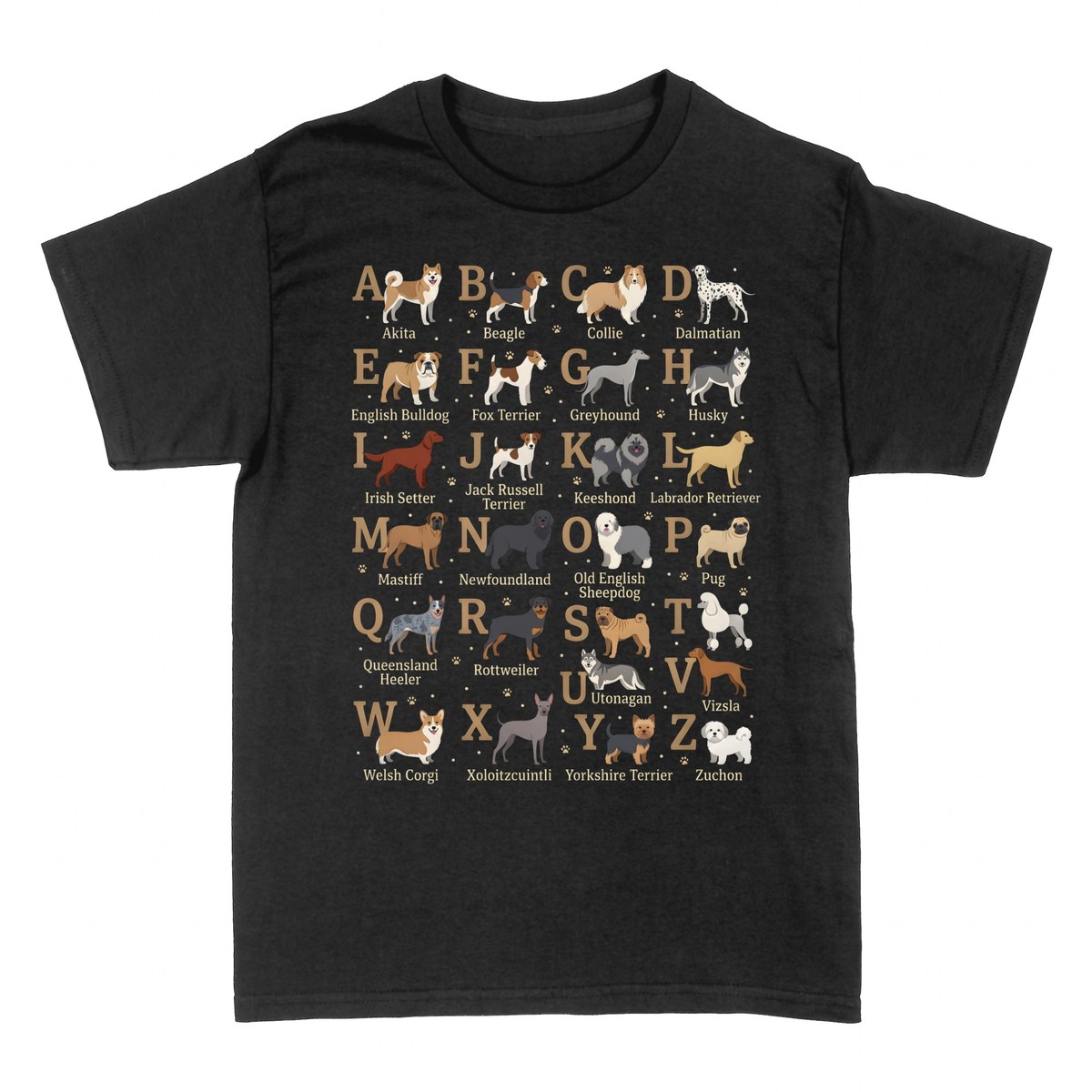 Camisetas: Abecedario de Razas de Perros