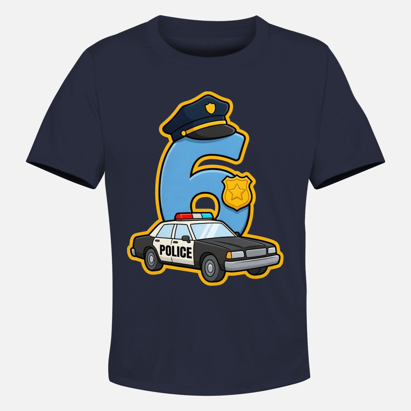Camisetas: N&uacute;mero 6 Polic&iacute;a - 6 A&ntilde;os o Aniversario Policial