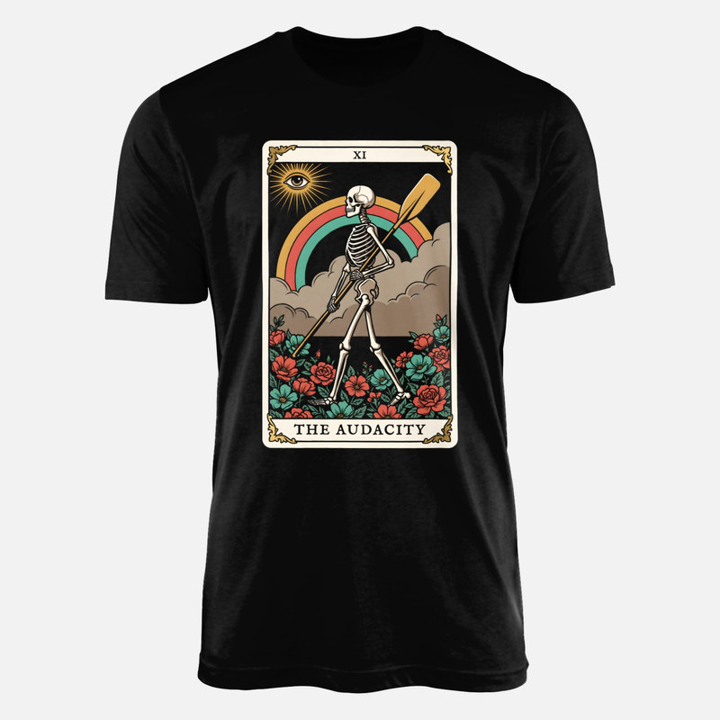 Camisetas: Carta de tarot La Audacia con esqueleto