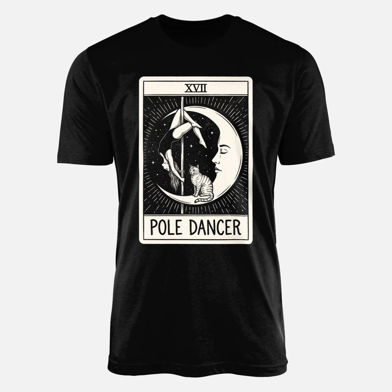 Camisetas: Carta de tarot pole dance con luna y gato