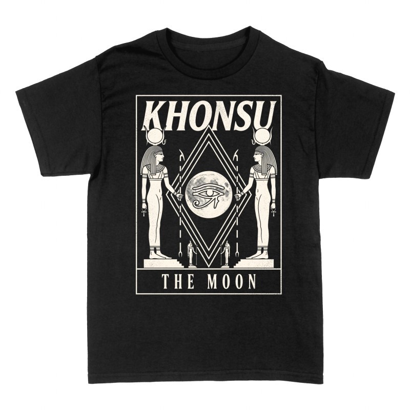 Camisetas: Carta de tarot dios egipcio Khonsu y luna