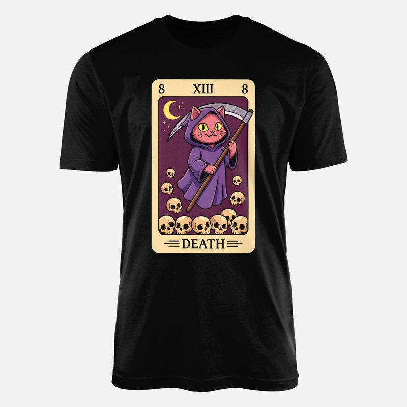 Camisetas: Carta de tarot gato Muerte kawaii