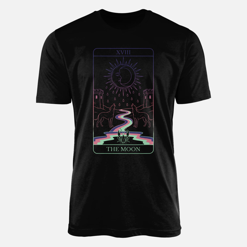 Camisetas: Carta tarot La Luna con lobos