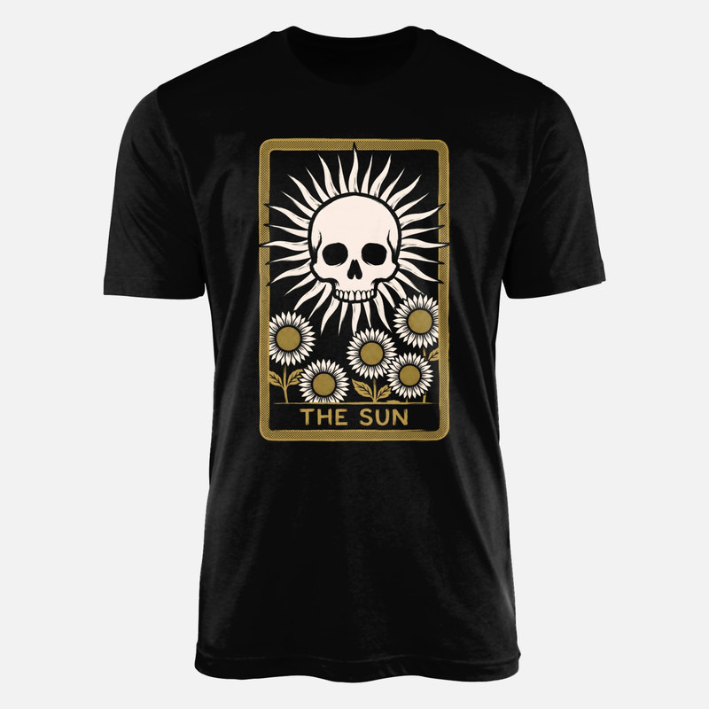 Camisetas: Carta de tarot sol con calavera
