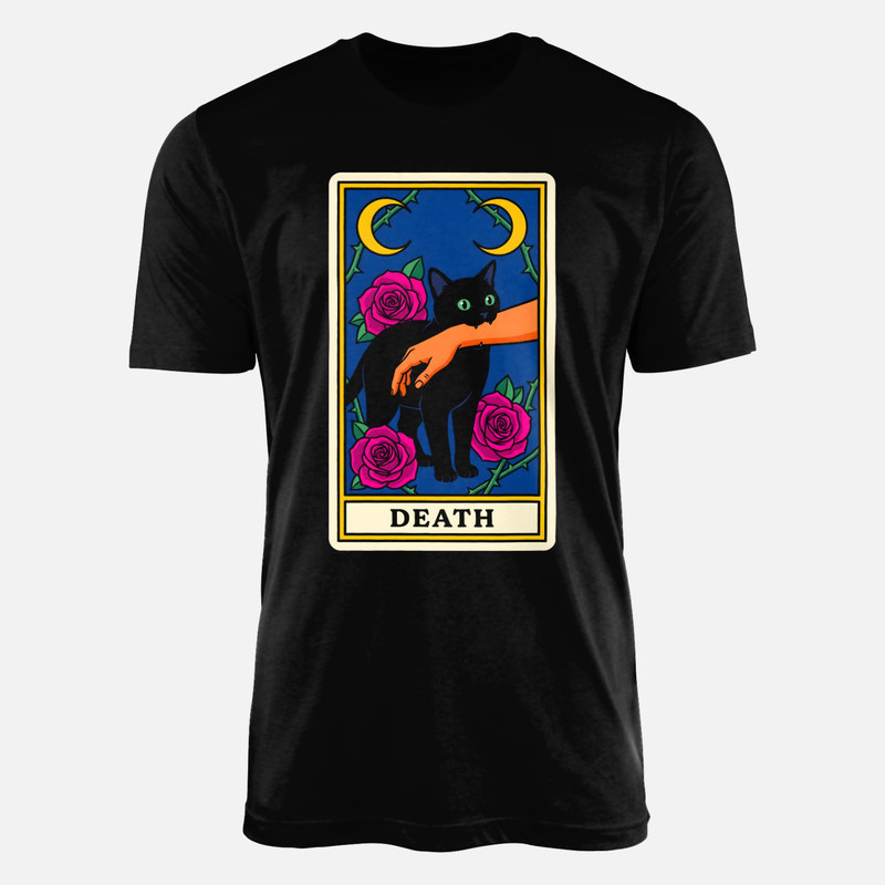 Camisetas: Carta de tarot Death con gato negro
