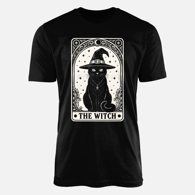 Camisetas: Carta de tarot La Bruja con gato negro
