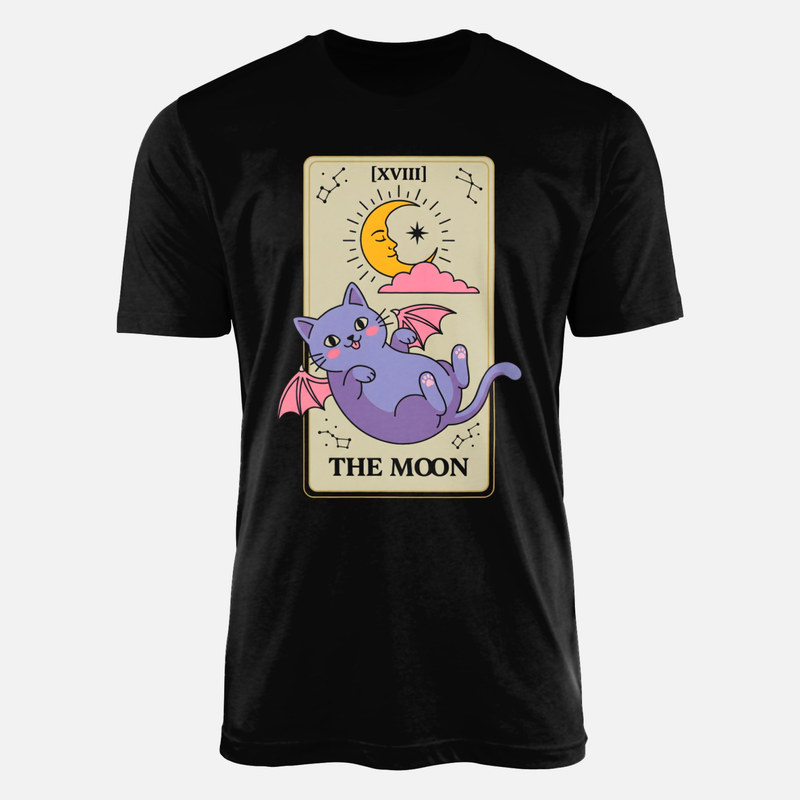 Camisetas: Carta tarot la luna con gato alado