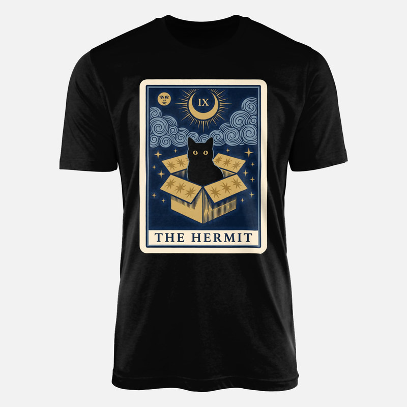 Camisetas: Carta tarot el ermita&ntilde;o gato en caja