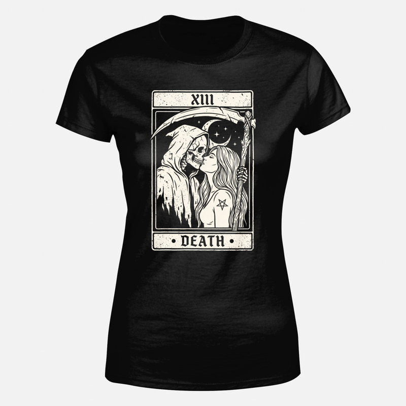 Camisetas: Carta tarot la muerte besando mujer