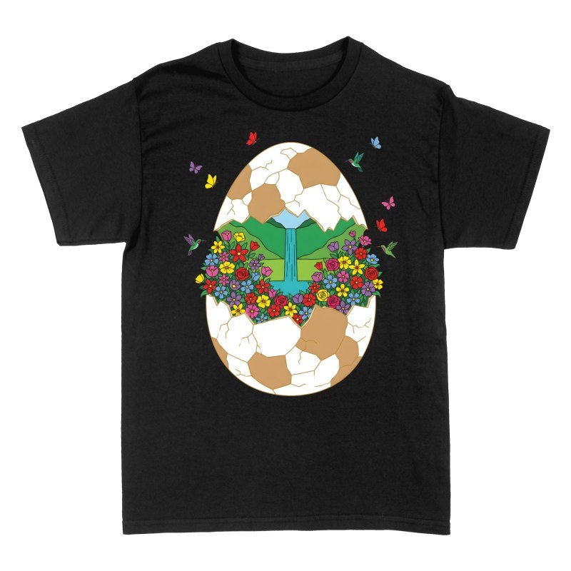 Camisetas: Huevo mosaico con cascada y colibr&iacute;es