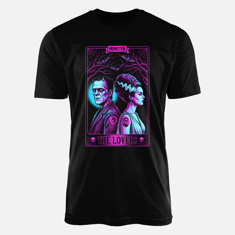 Camisetas: Carta tarot Los Enamorados monstruo y novia