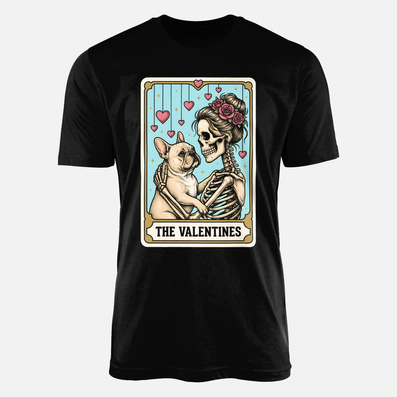 Camisetas: Carta tarot los enamorados con bulldog franc&eacute;s