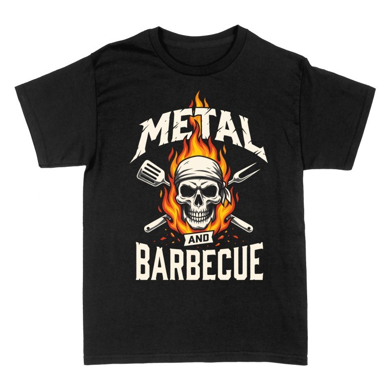 Camisetas: Metal y barbacoa calavera parrillera