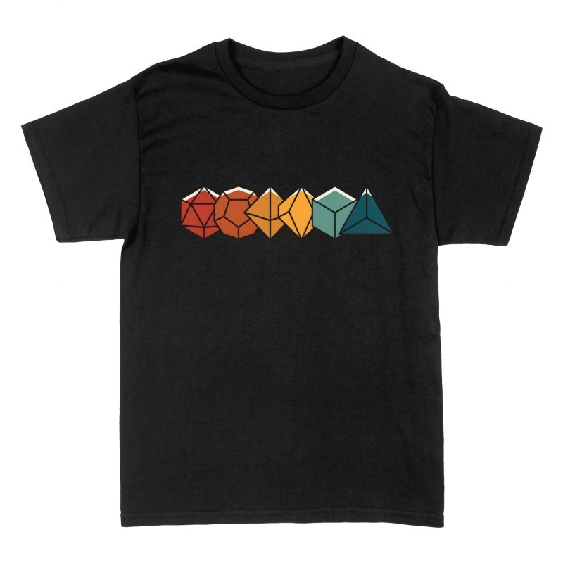 Camisetas: Dados poli&eacute;dricos de rol retro