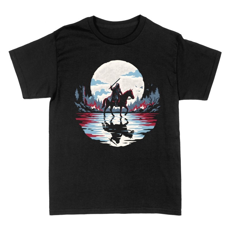 Camisetas: Caballero a caballo y luna