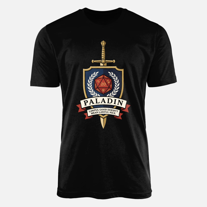Camisetas: Palad&iacute;n escudo y dado D20
