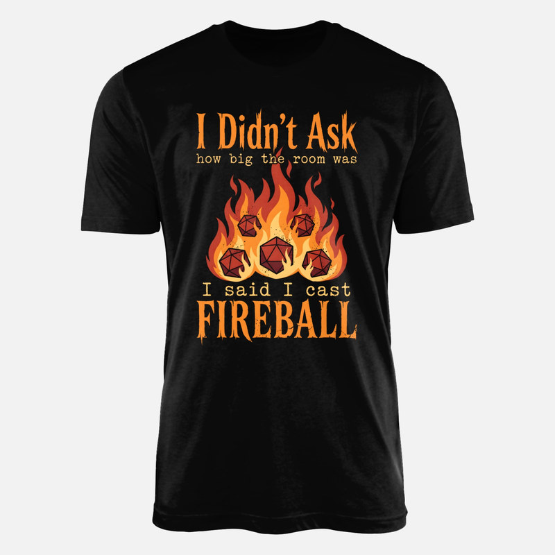 Camisetas: Lanzar bola de fuego y dados d20 en llamas
