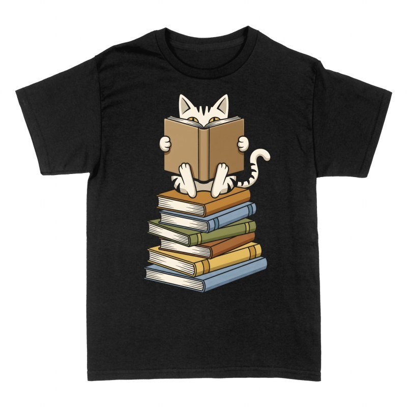 Camisetas: Gato leyendo sobre libros