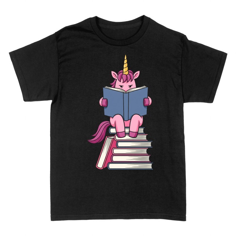 Camisetas: Unicornio lector sobre libros