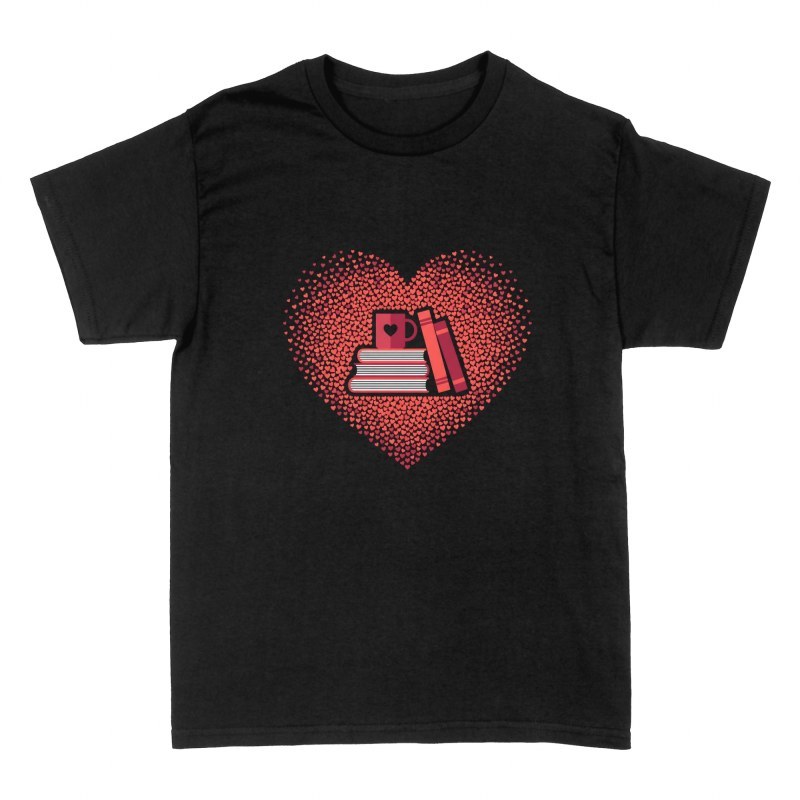 Camisetas: Libros y caf&eacute; en coraz&oacute;n