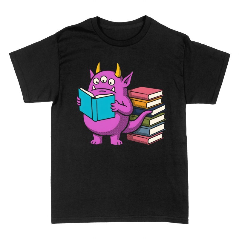 Camisetas: Monstruo Morado Lector con Libros