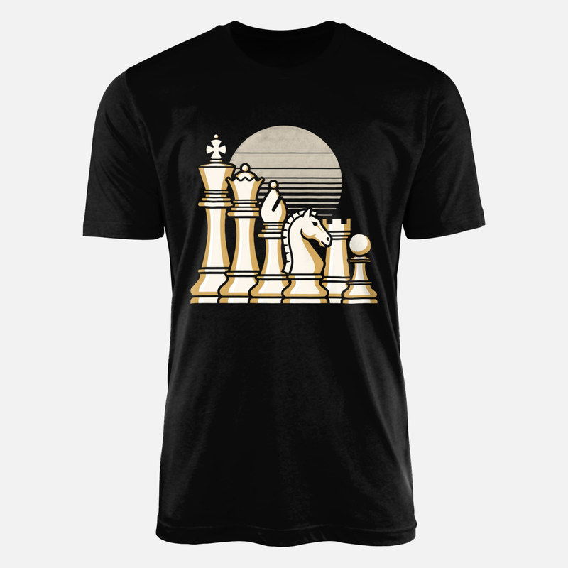 Camisetas: Piezas de ajedrez con sol retro