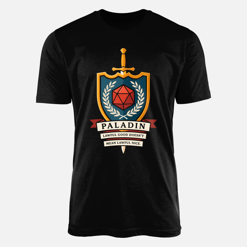 Camisetas: Escudo de palad&iacute;n con dado d20