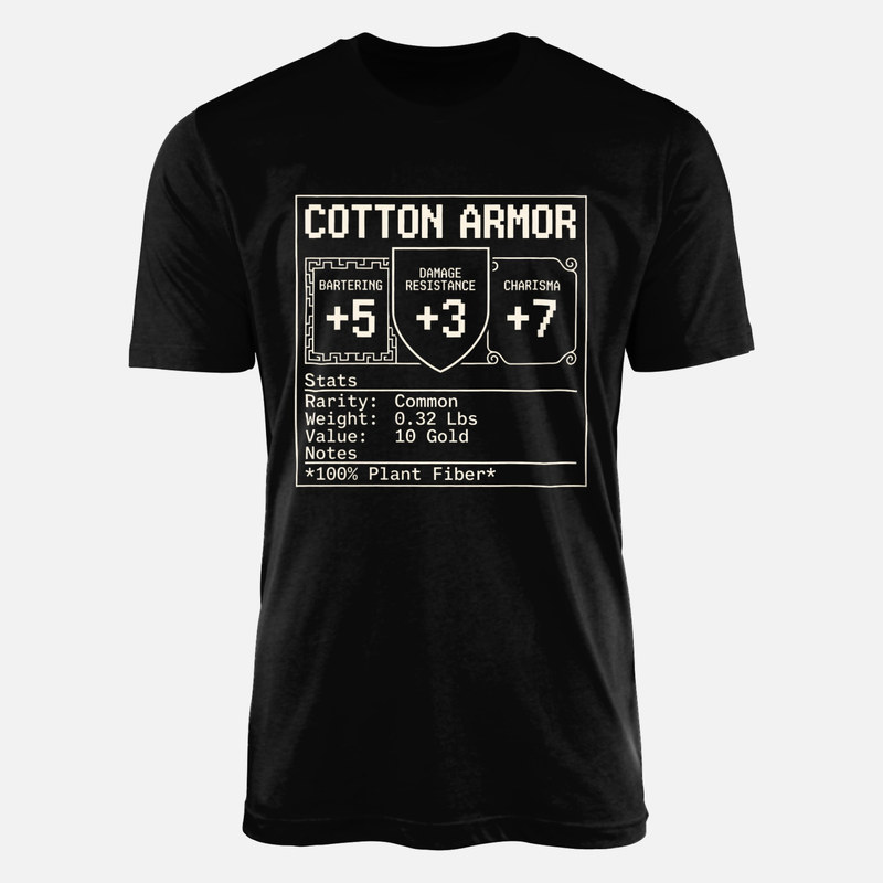 Camisetas: Armadura de algod&oacute;n stats de RPG