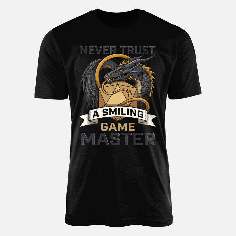 Camisetas: Drag&oacute;n sonriente y dado d20 master