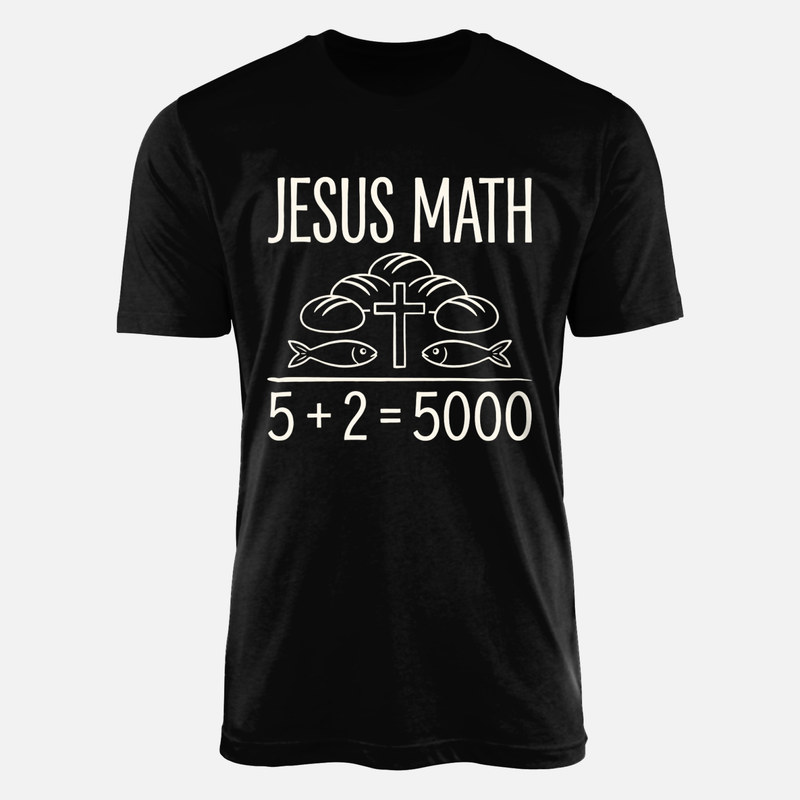 Camisetas: Matem&aacute;ticas de Jes&uacute;s 5 + 2 = 5000