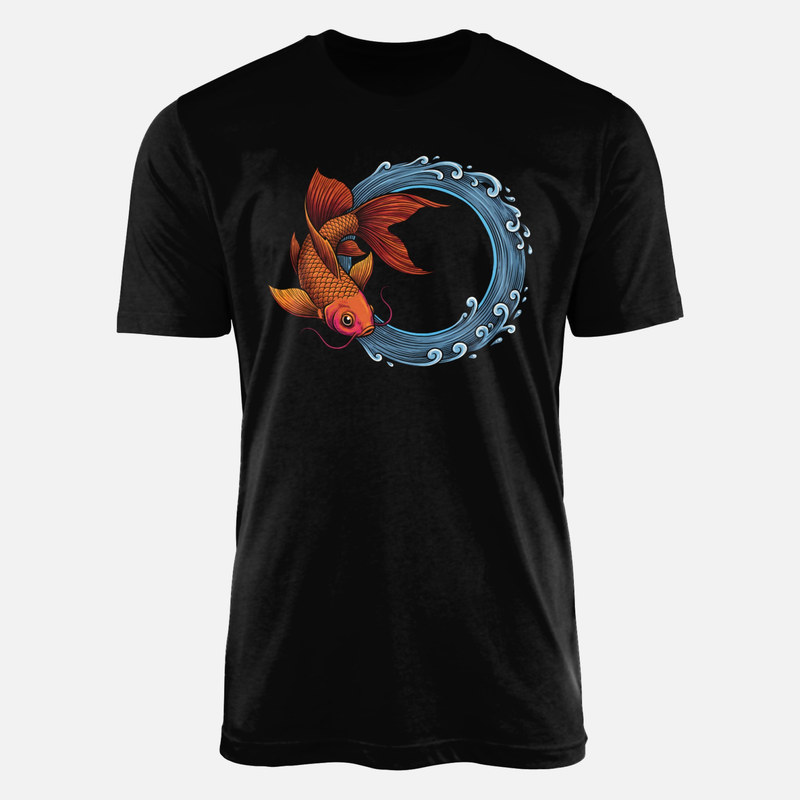 Camisetas: Pez koi en c&iacute;rculo de agua