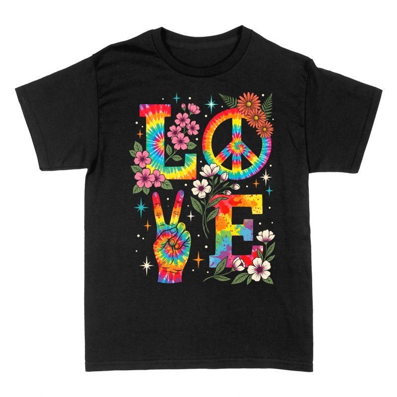 Camisetas: Love hippie tie-dye con flores