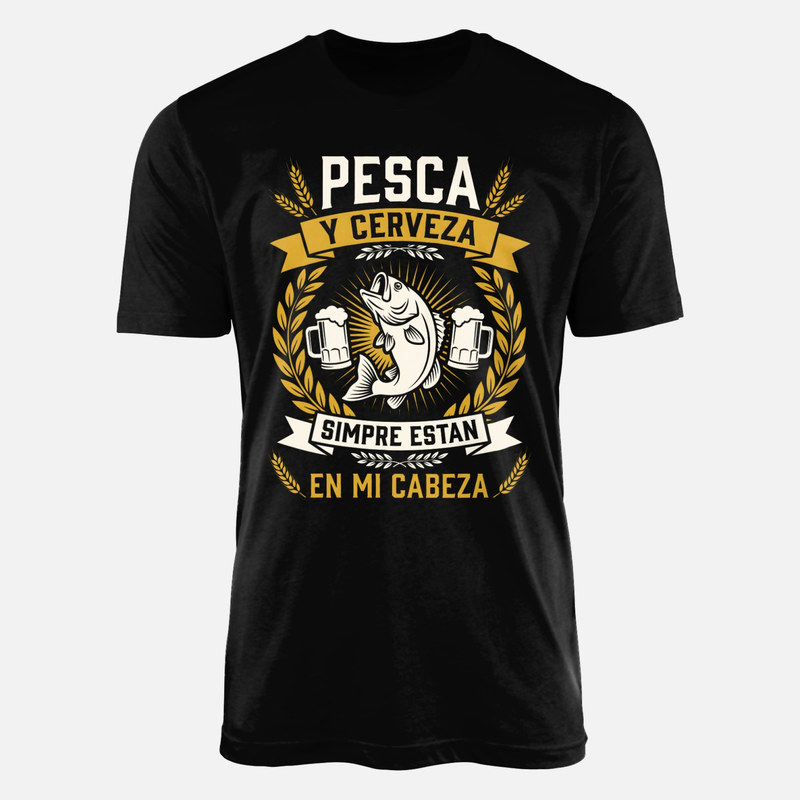 Camisetas: Pesca y cerveza siempre en mi cabeza