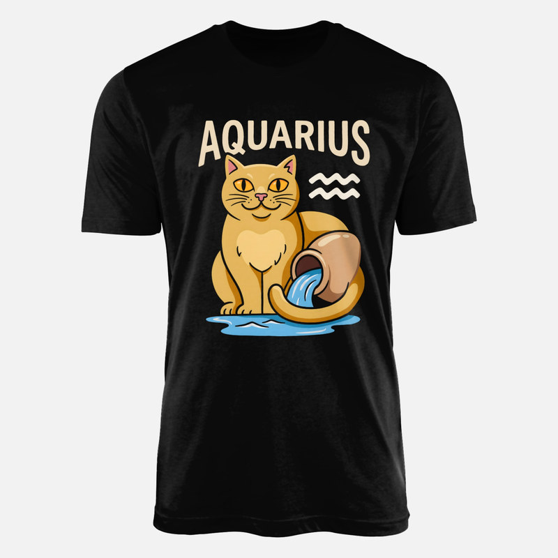 Camisetas: Gato signo Acuario con c&aacute;ntaro