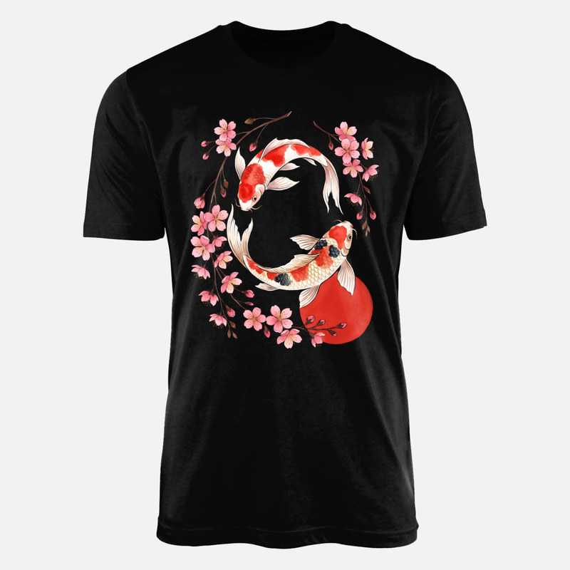 Camisetas: Peces koi y flor de cerezo
