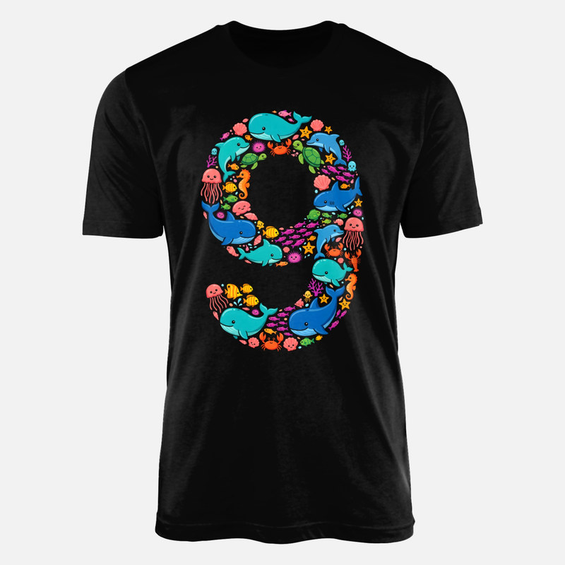 Camisetas: N&uacute;mero 9 de animales marinos kawaii