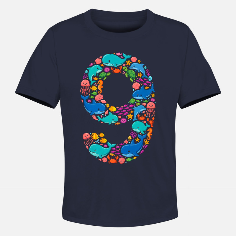 Camisetas: N&uacute;mero 9 de animales marinos kawaii