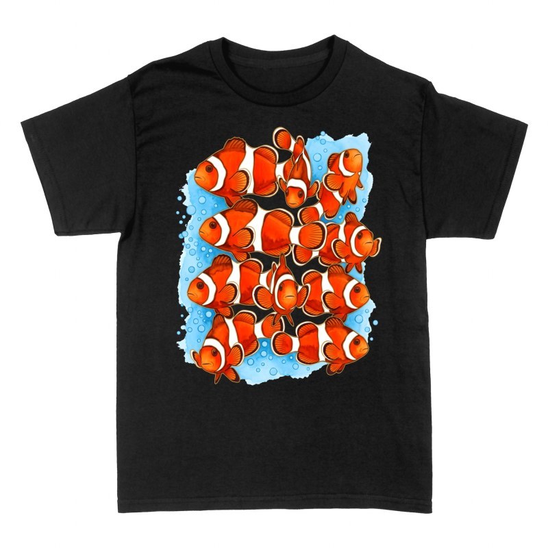 Camisetas: Banco de peces payaso en acuarela