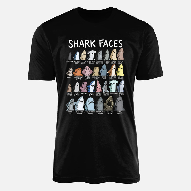Camisetas: Gu&iacute;a c&oacute;mica de caras de tiburones