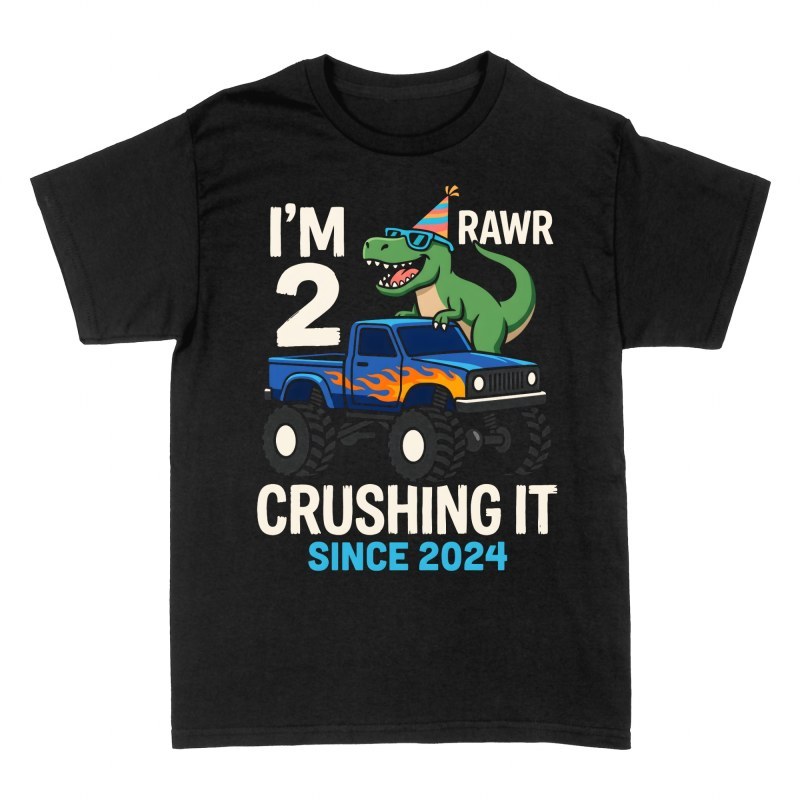Camisetas: T-Rex 2 A&ntilde;os en Monster Truck
