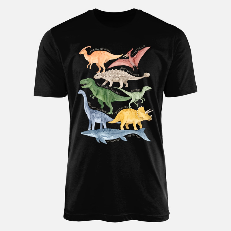 Camisetas: Gu&iacute;a de dinosaurios en acuarela